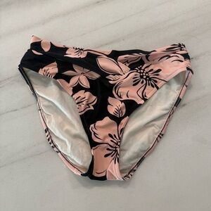 Black and Pink Floral Bikini Bottoms | Size S